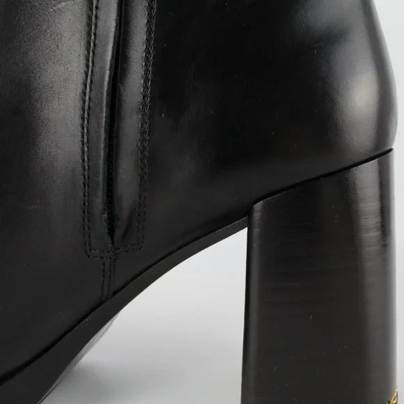 New TORY BURCH High Heel Leather Booties- Ankle Boots with Chain Accent